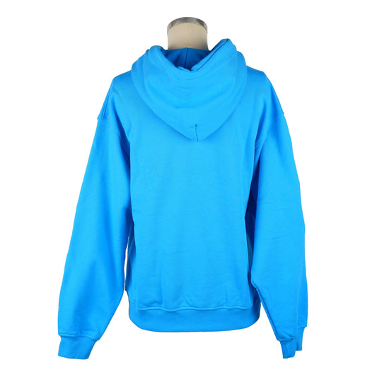 Chic Light Blue Cotton Hoodie with Front Print