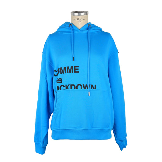 Chic Light Blue Cotton Hoodie with Front Print