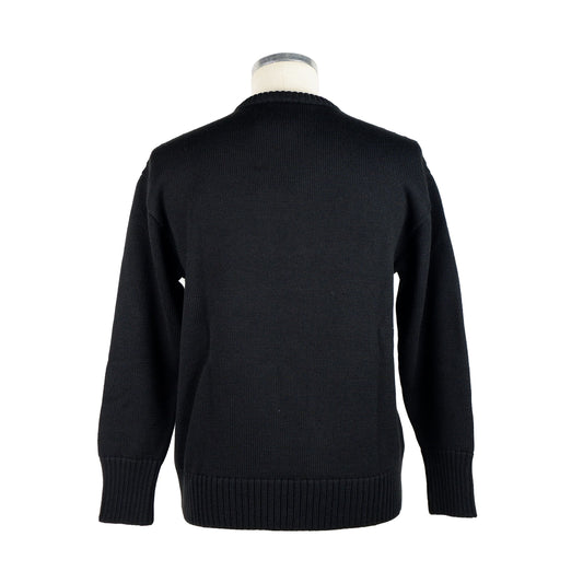 Elevated Wool Blend Logo Sweater - Black