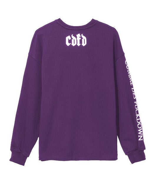 Embossed Cotton Crewneck Sweatshirt in Purple