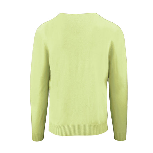 Elegant Yellow Cashmere V-Neck Sweater