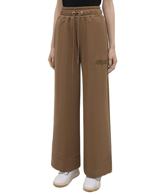 Chic Brown Cotton Sweatpants with Front Seam