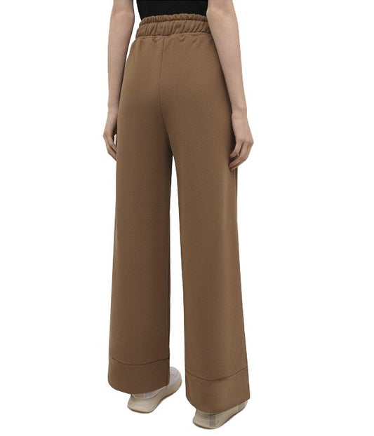 Chic Brown Cotton Sweatpants with Front Seam
