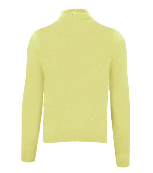 Elegant High Neck Yellow Cashmere Sweater