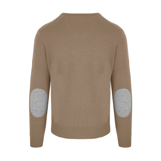 Beige Wool-Cashmere Blend Roundneck Sweater