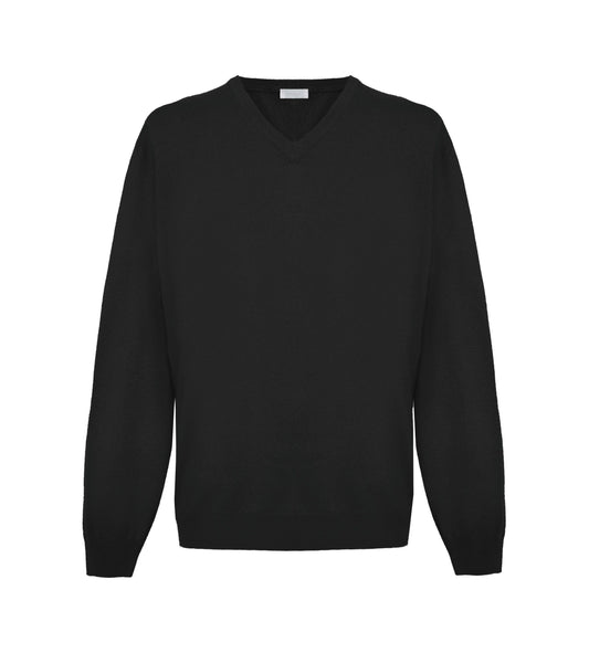 Elegant V-Neck Cashmere Sweater in Black