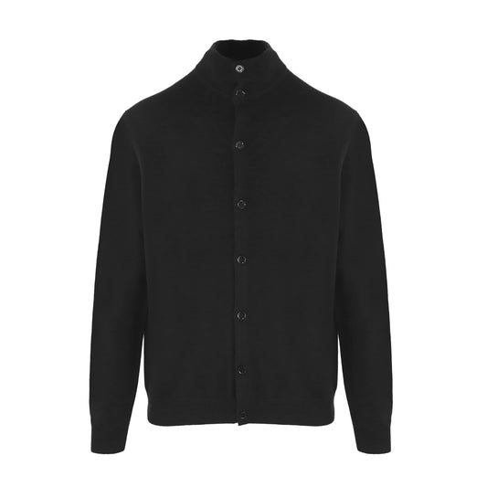 Elegant Black Cashmere Buttoned Cardigan