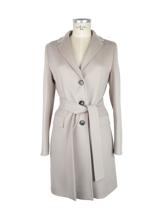 Elegant Grey Virgin Wool Coat