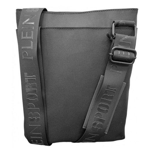 Sleek Black Sports Messenger Bag with Logo Detail