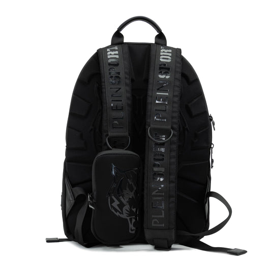 Sleek Sporty Black Backpack with Gold Accents