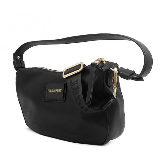 Sleek Black Zip Shoulder Bag