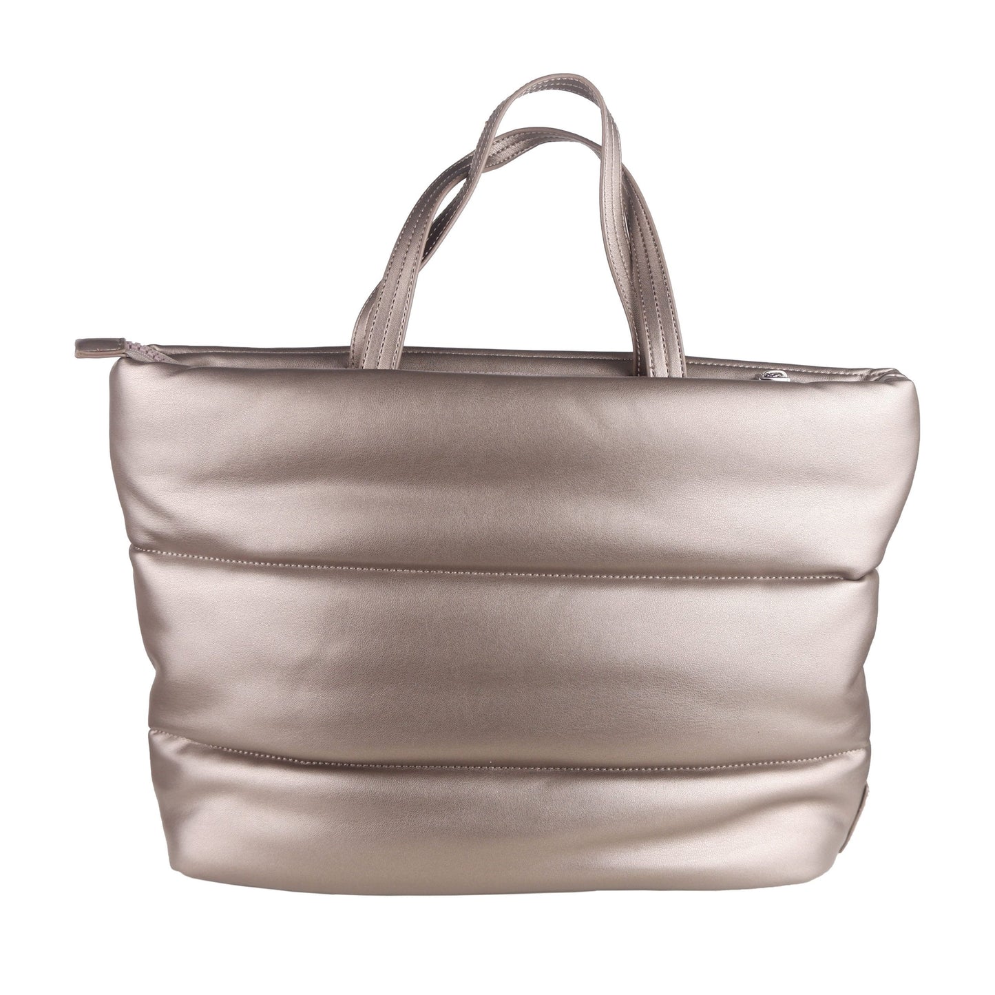 Elegant Silver Padded Eco-Leather Shoulder Bag