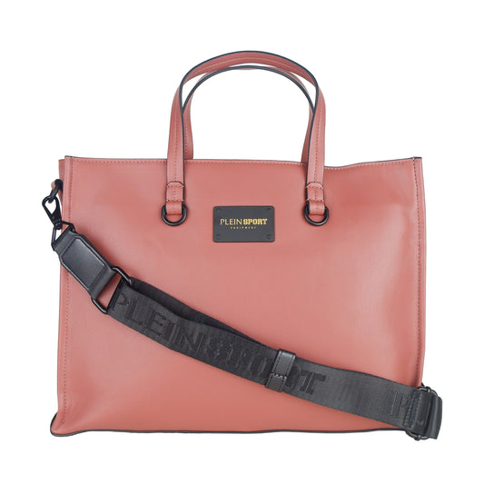 Chic Pink Eco-Leather Shopper with Embossed Logo