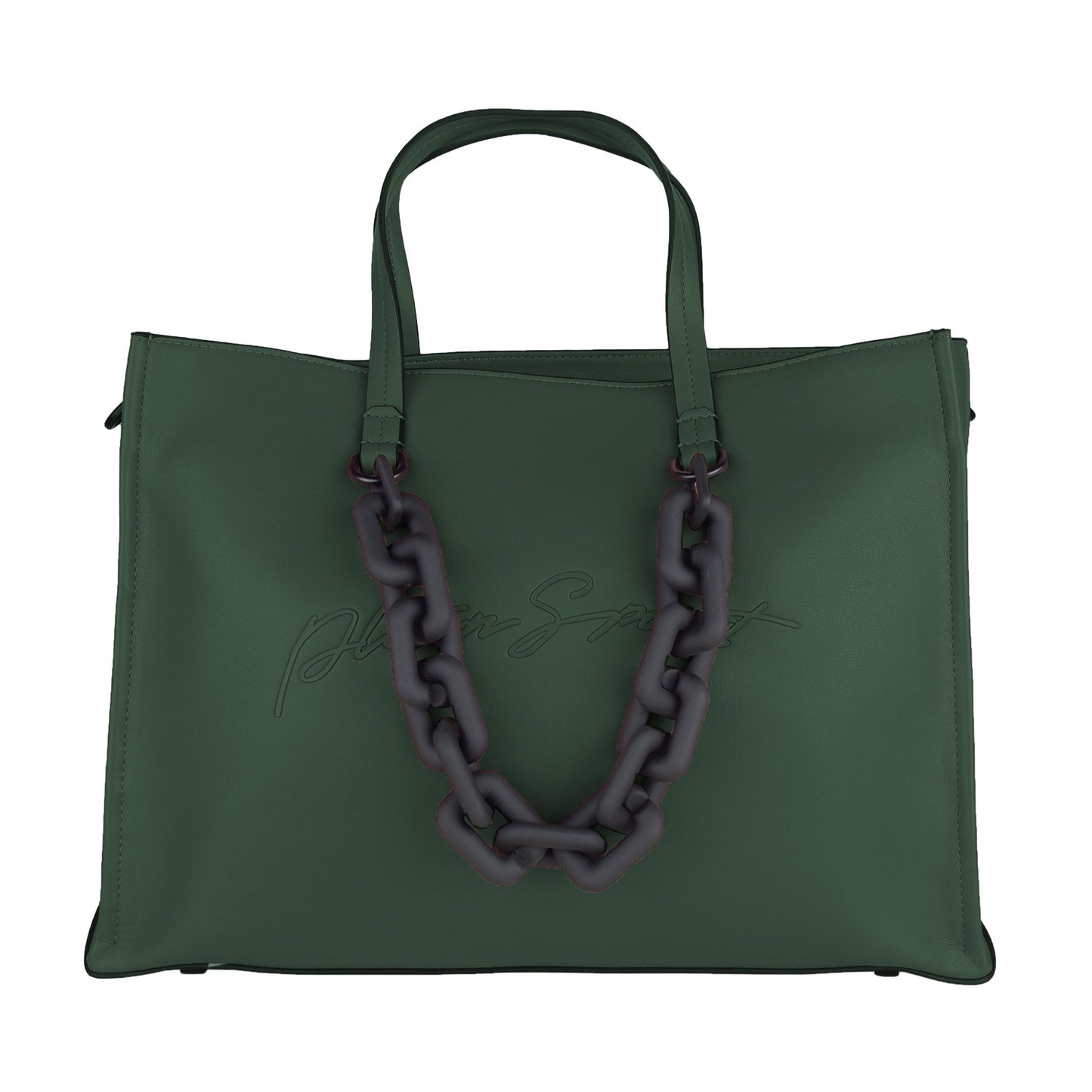 Chic Dark Green Eco-Leather Shopper Bag