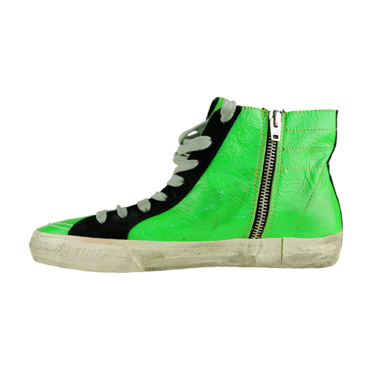Chic Ankle Boot Sneakers in Glossy Green
