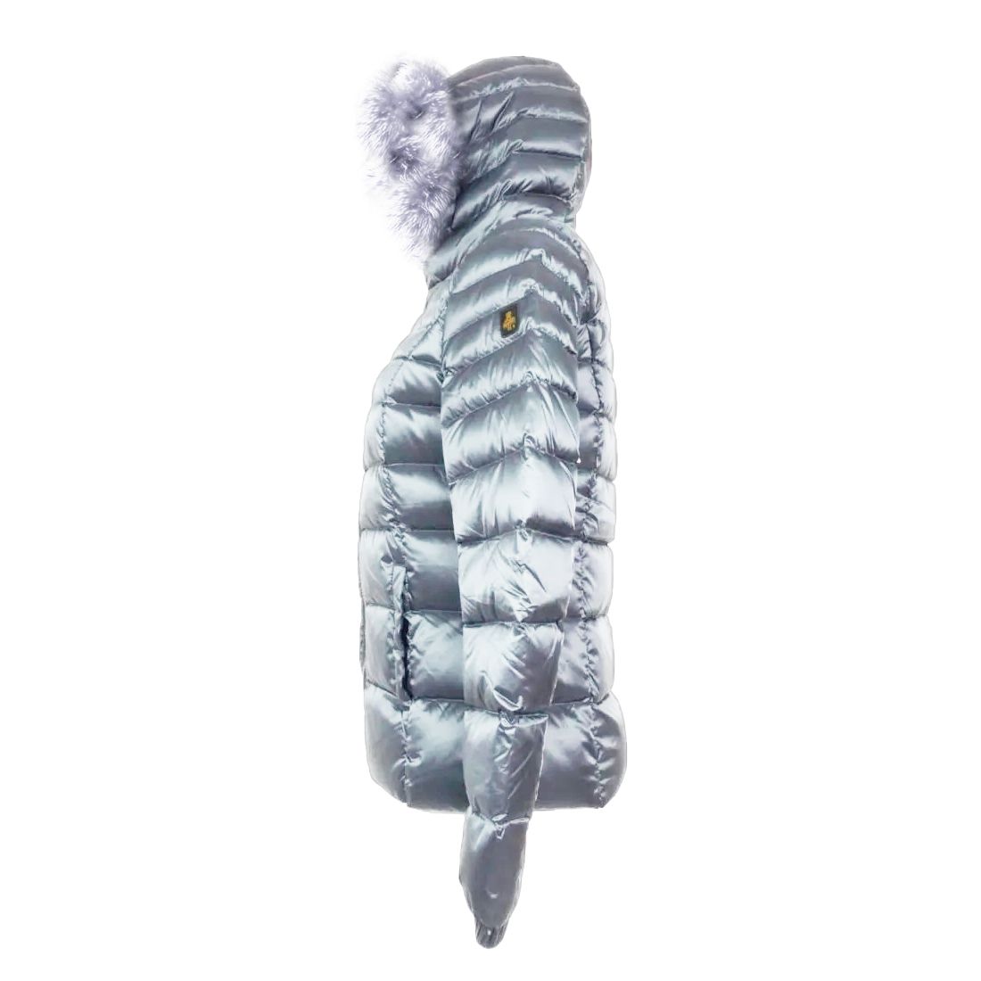 Chic Padded Down Jacket with Fur Hood in Gray