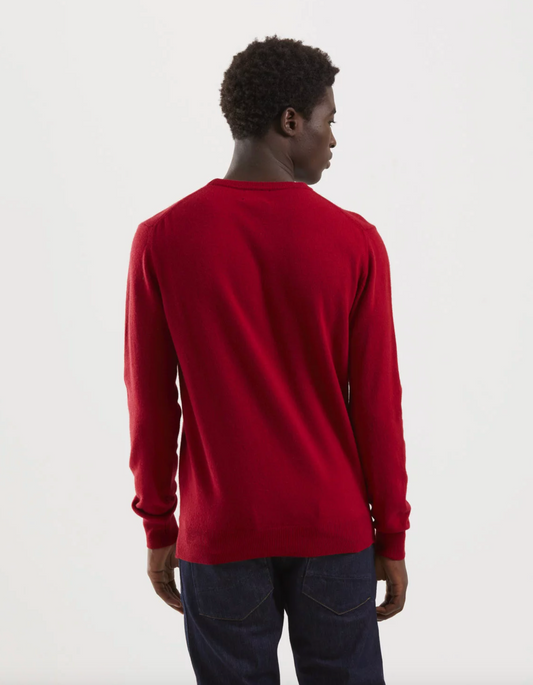 Elevated Red Wool-Blend Roundneck Sweater