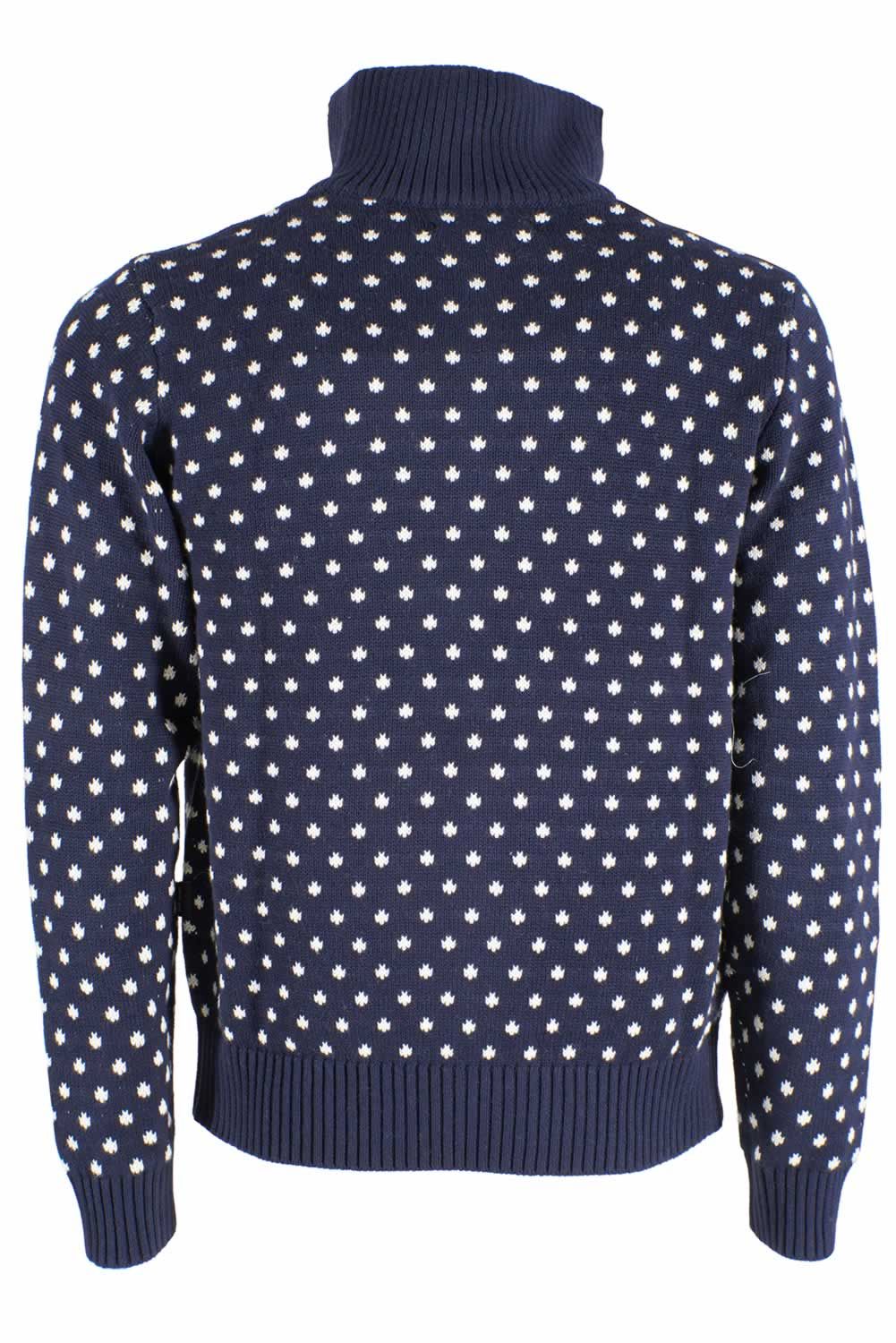 High Collar Zip Cotton Sweater for Men