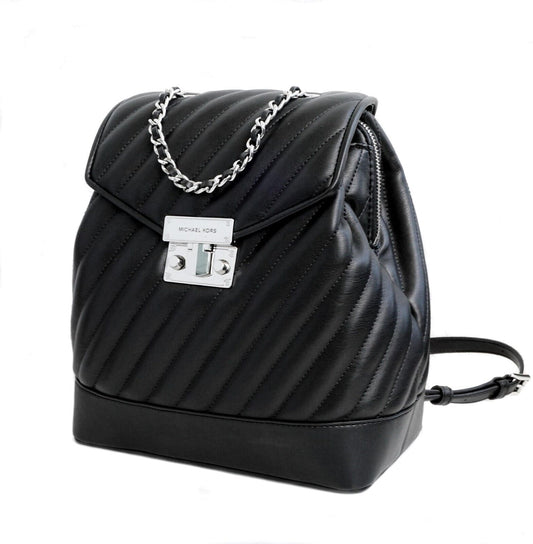 Elegant Black Faux Leather Backpack
