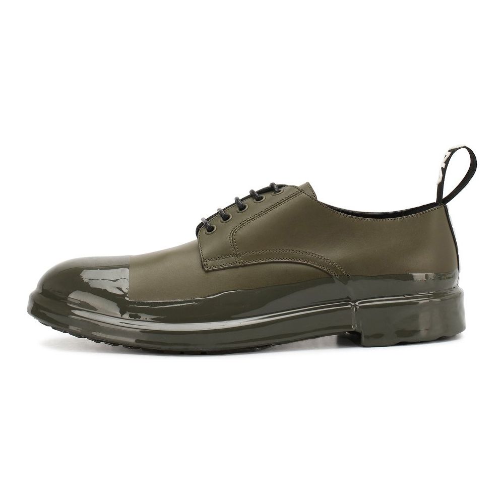 Elegant Military Green Calfskin Derby Shoes