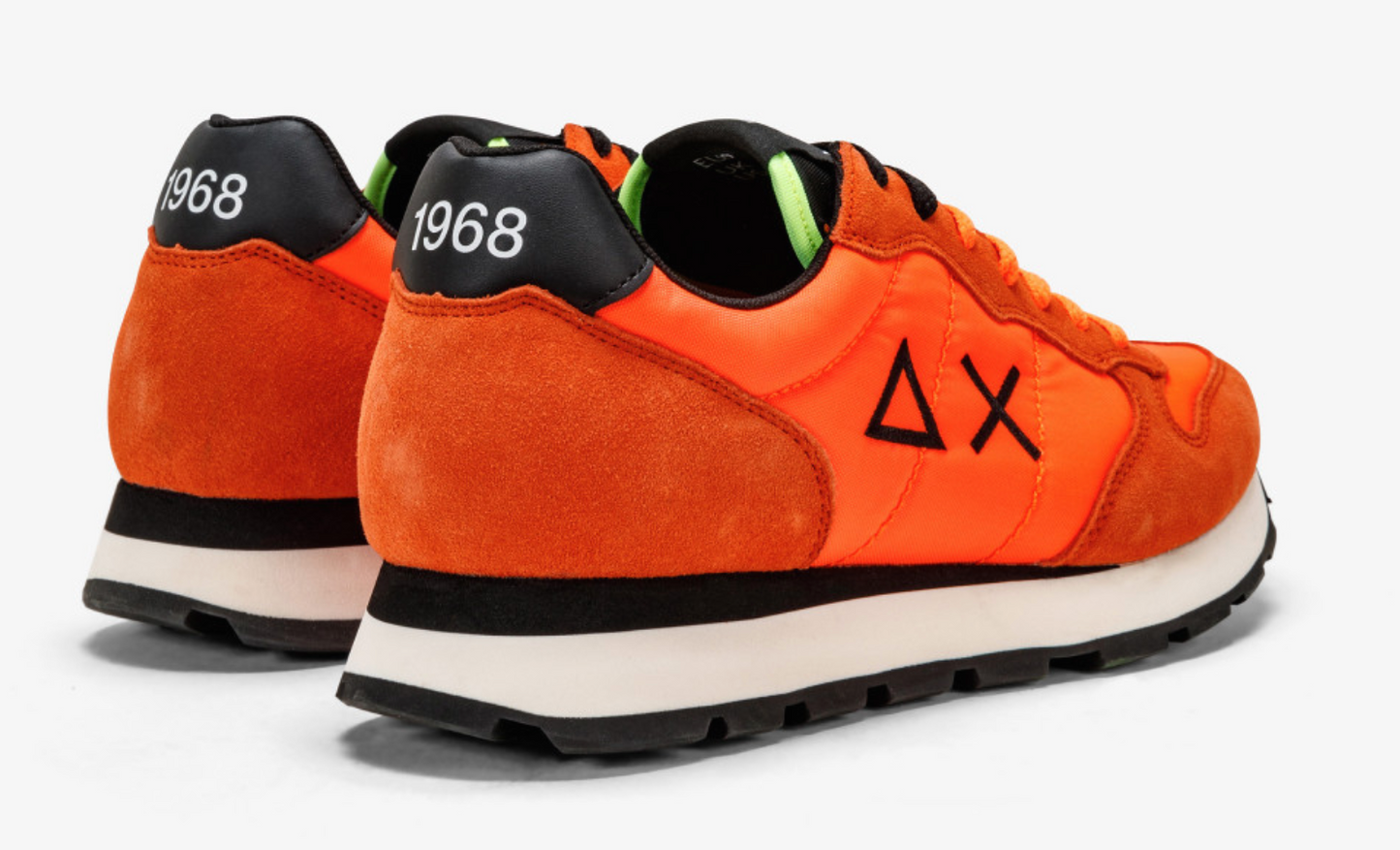 Fluo Orange Sneaker with Leather Accents