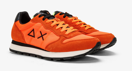 Fluo Orange Sneaker with Leather Accents