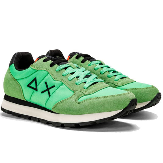 Fluo Green Sneakers with Leather Accents