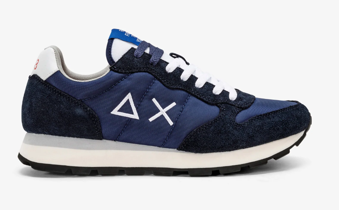 Elevated Blue Navy Men's Sneakers with Leather Accents