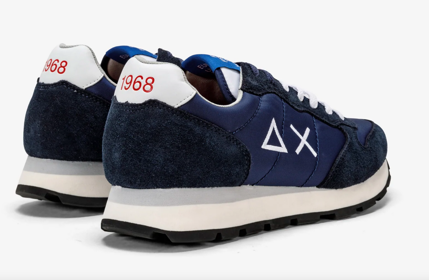 Elevated Blue Navy Men's Sneakers with Leather Accents