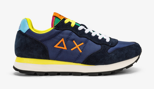 Navy Blue Sneakers with Yellow Accents