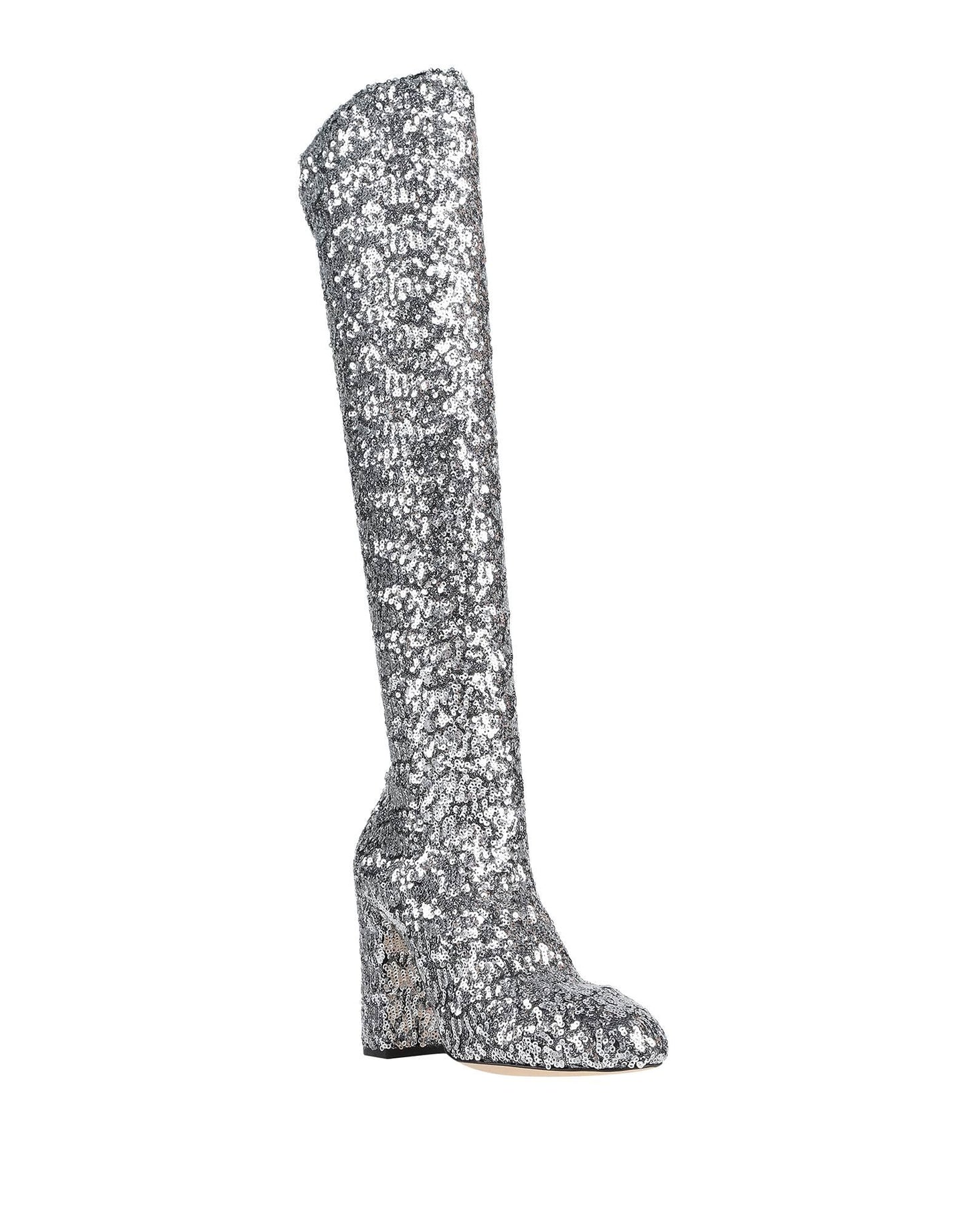 Sequin-Embellished High Heel Boots