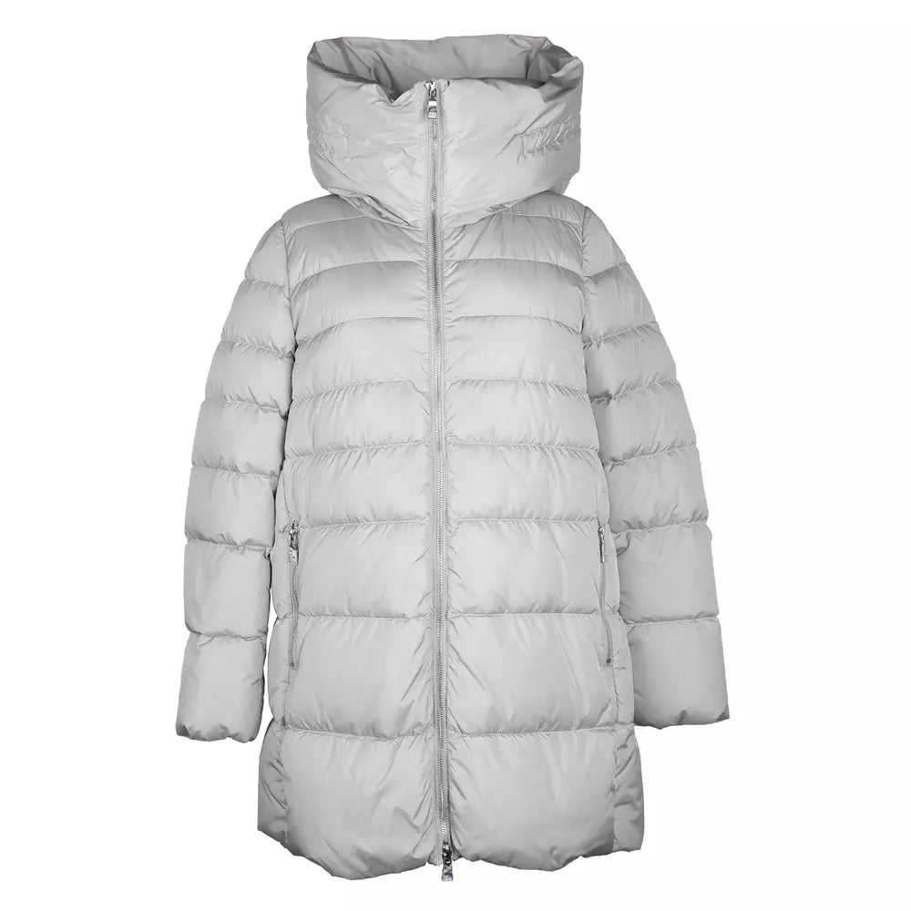 Chic Gray High-Collar Down Jacket for Women