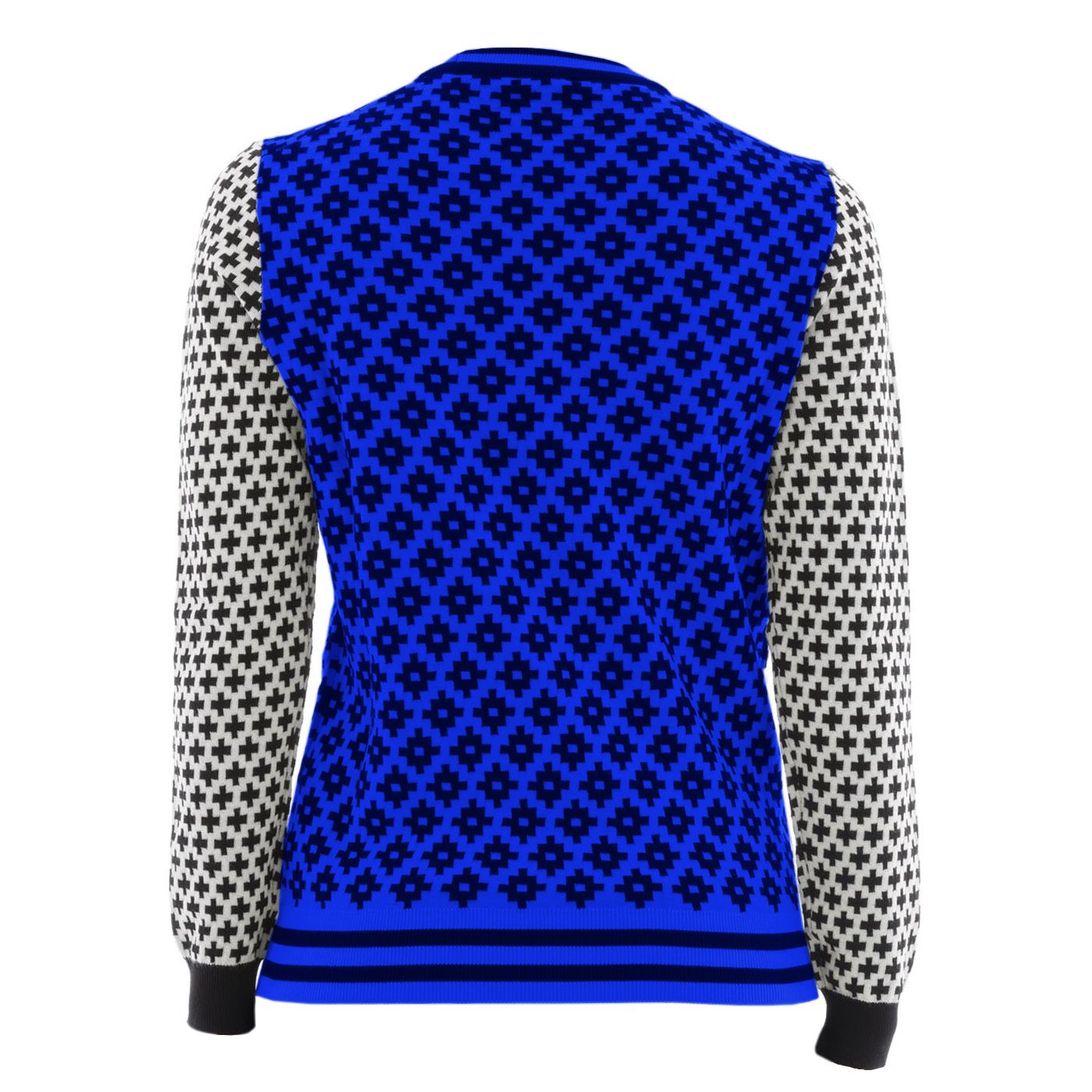 Geometric Print Crew Neck Sweater in Blue