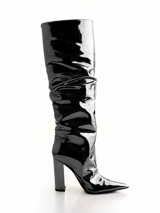 Chic Mirror Effect Heeled Boots