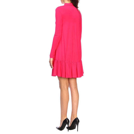 Elegant Fuchsia Long Sleeve Short Dress