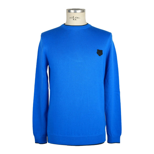 Tiger Emblem Cotton Crewneck Sweater - Light Blue