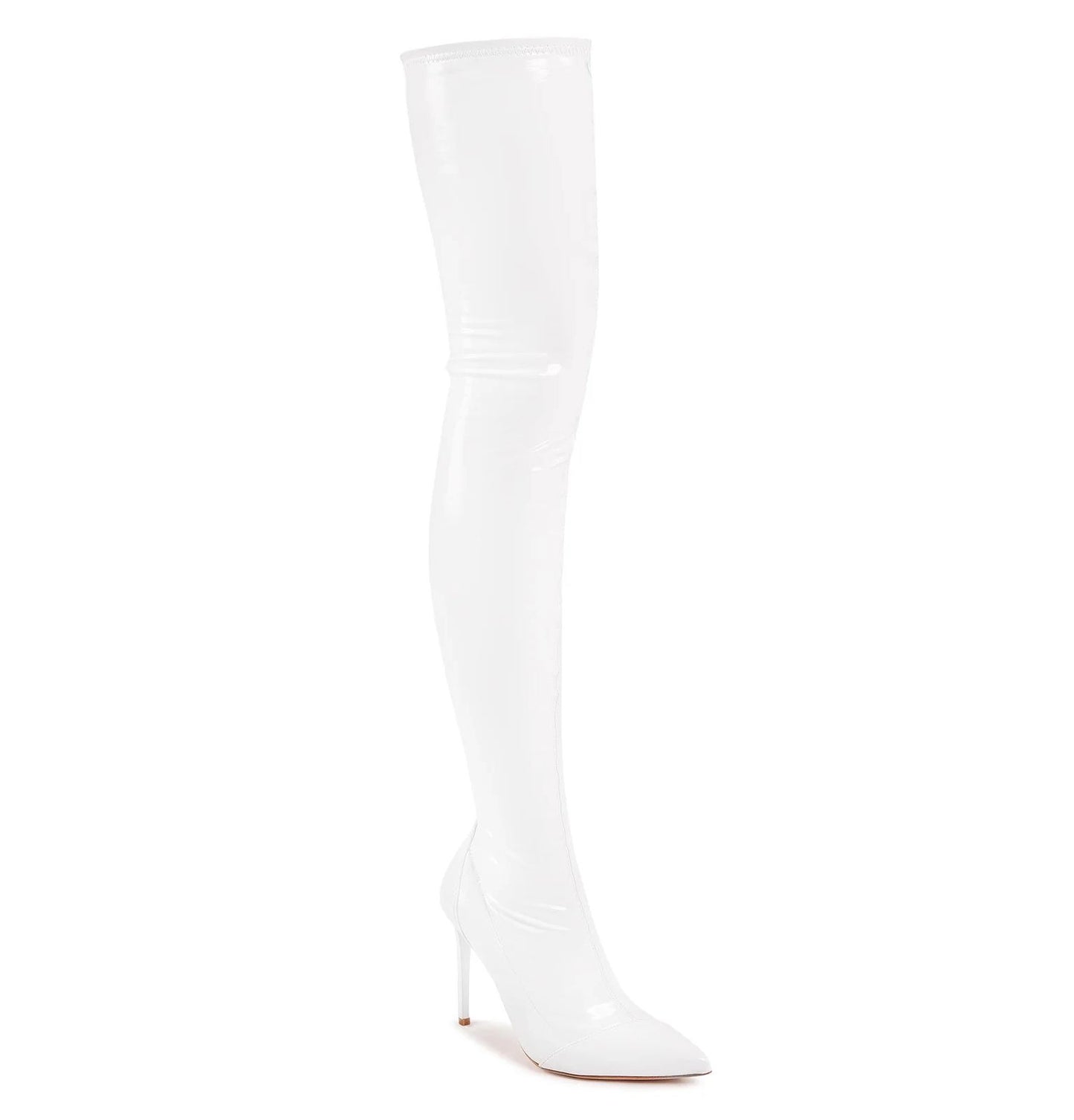 Elegant Pointed White Boots with Coated Finish