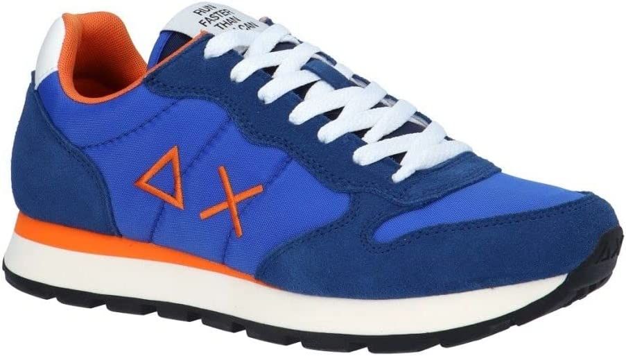 Sleek Blue Suede Men's Sneakers with Logo Accent