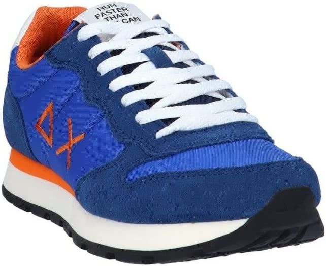 Sleek Blue Suede Men's Sneakers with Logo Accent