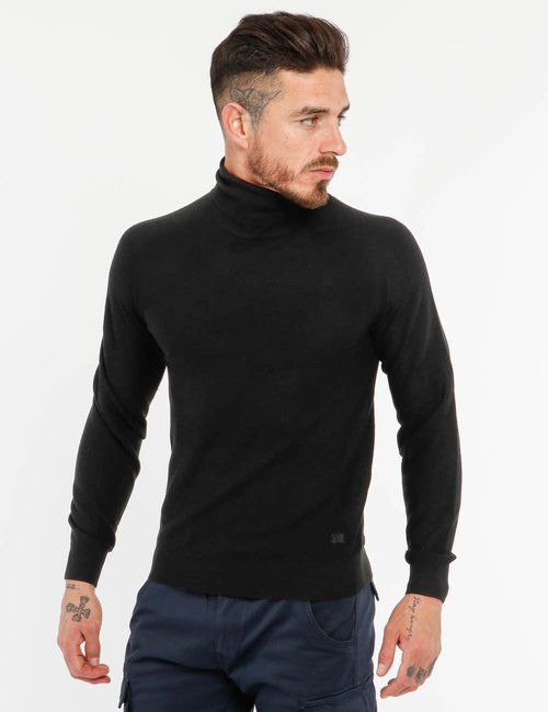 Chic High-Collar Black Sweater