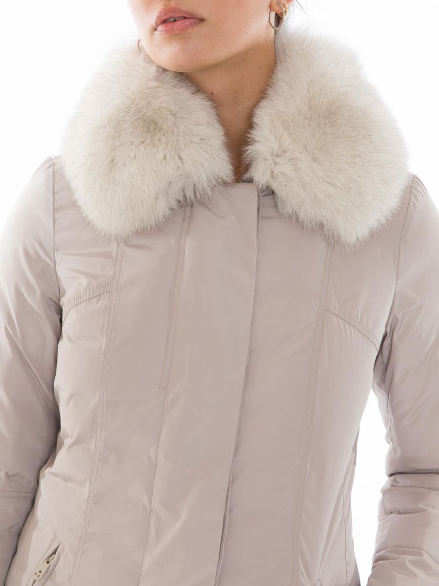 Chic Gray Goose Down Jacket with Luxe Fox Fur Hood