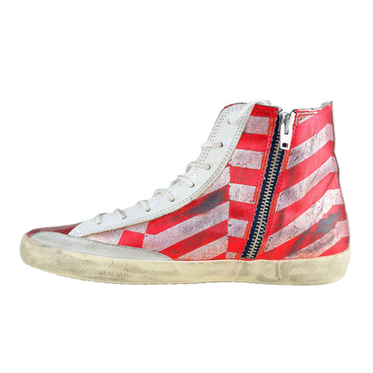 Radiant Red Suede Striped Sneakers