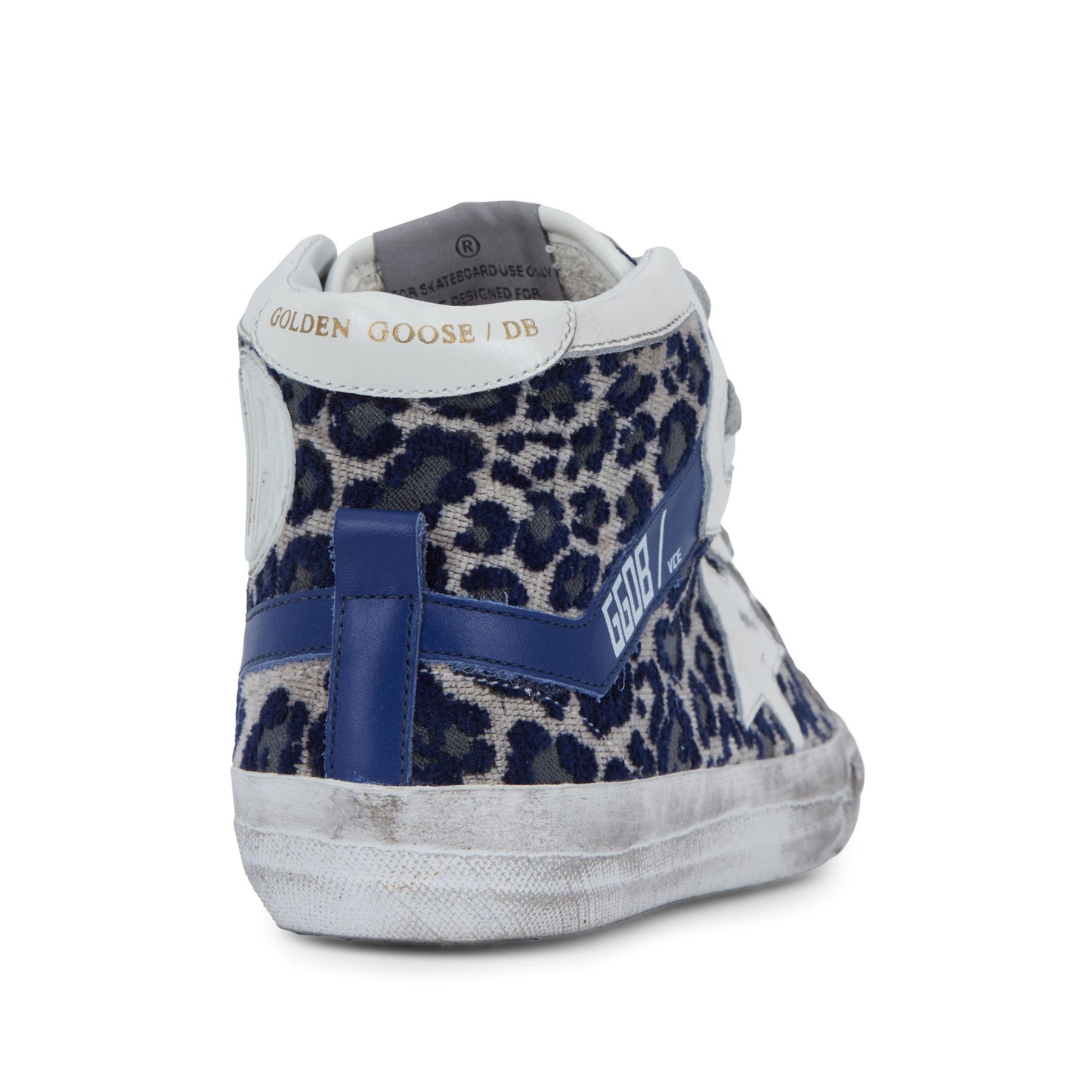 Blue Leopard Print Velvet-Lined Sneakers