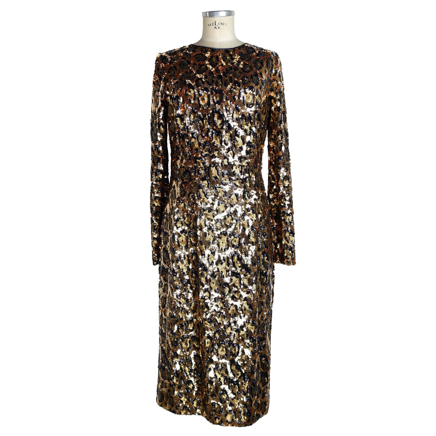 Elegant Sequin Leopard Print Long Dress