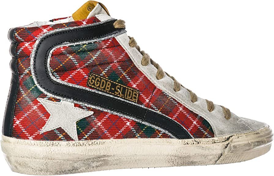 Chic Tartan Calfskin Sneakers with Suede Accents