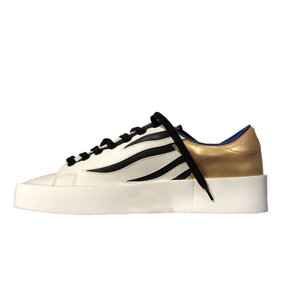 Flame Adorned White Leather Sneakers