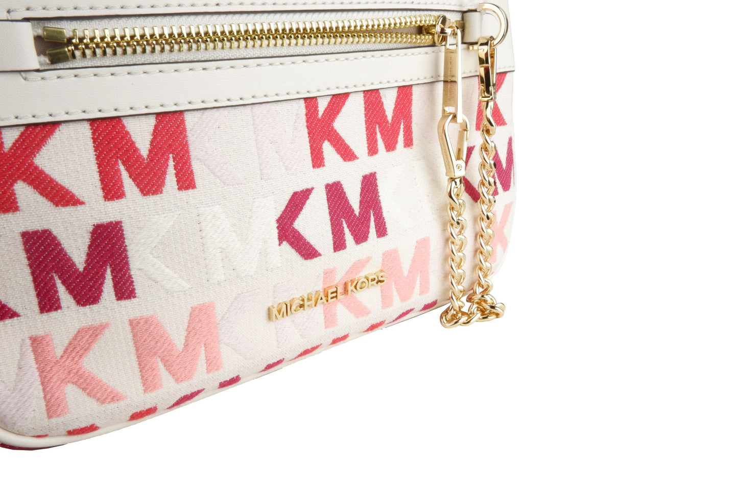 Chic White Crossbody Bag with Pink & Red Accents