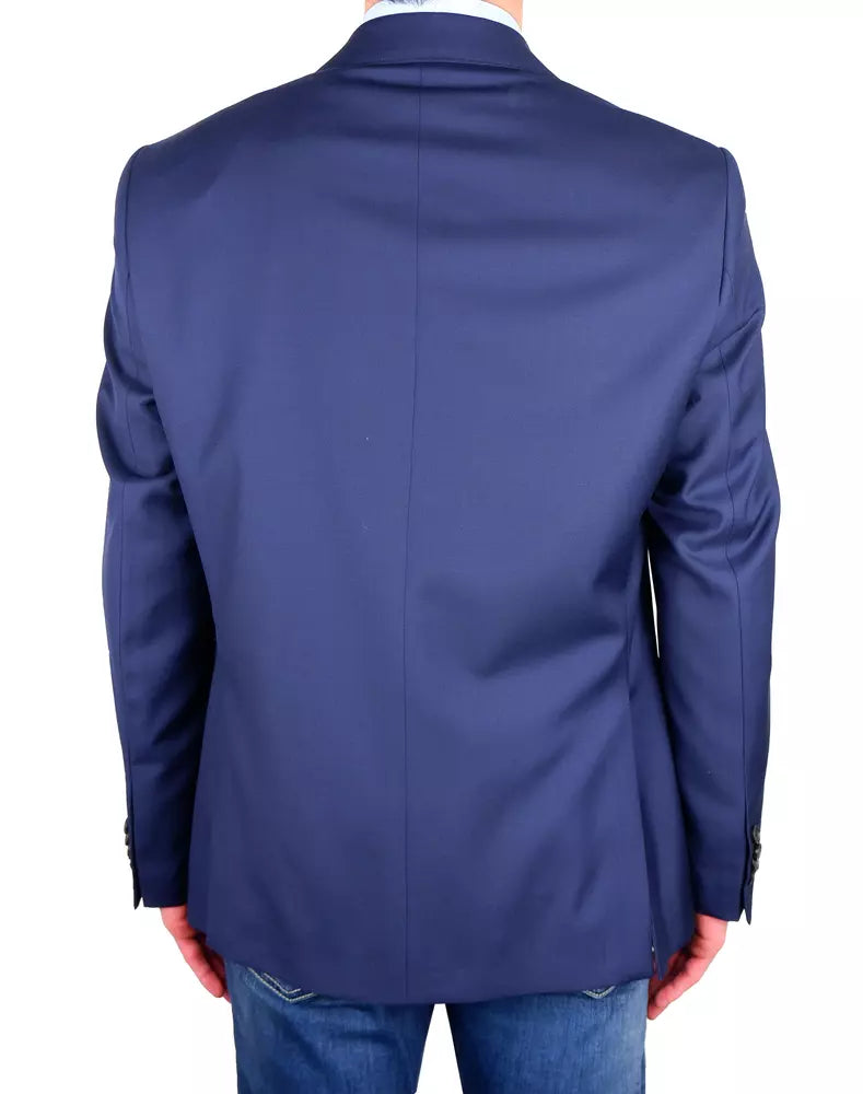 Elegant Italian Men's Wool Suit in Blue