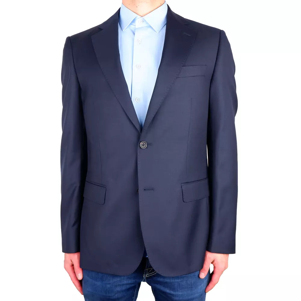 Elegant Virgin Wool Men's Suit - Blue