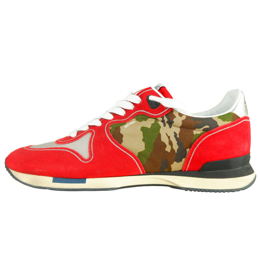 Red Suede Camo Accent Sneakers